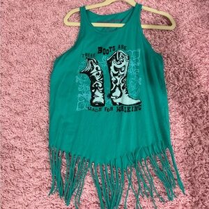 Kids Fringe Tank Top - Teal
